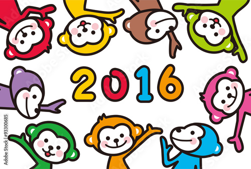 イラスト素材: 年賀状　申年　2016