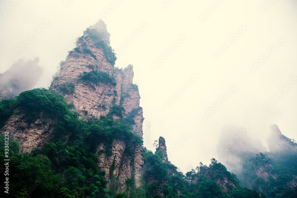 Misty steep mountain peaks - Zhangjiajie national park,China