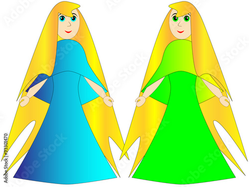 Princess or a fairy in a blue and green dress