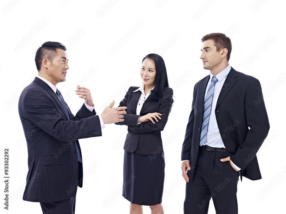 Business people chatting, isolated on white background Business people chatting, isolated on white background