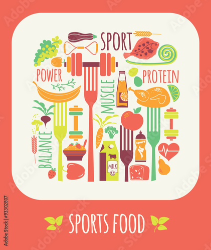 Vector illustration of Sports Food.