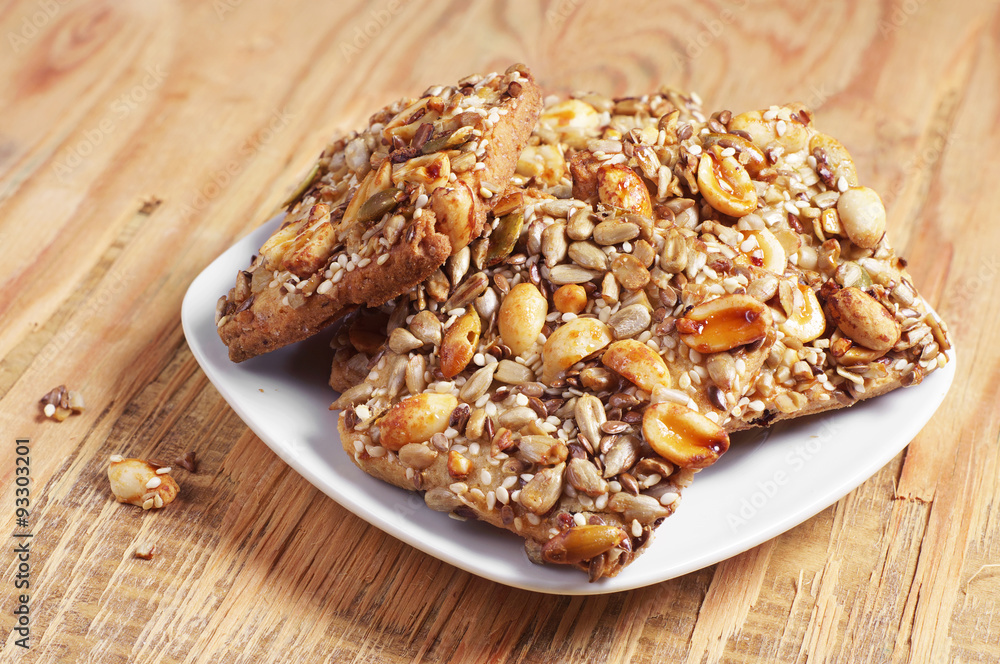 Sweet cookies with nuts and seeds Sweet cookies with nuts and seeds