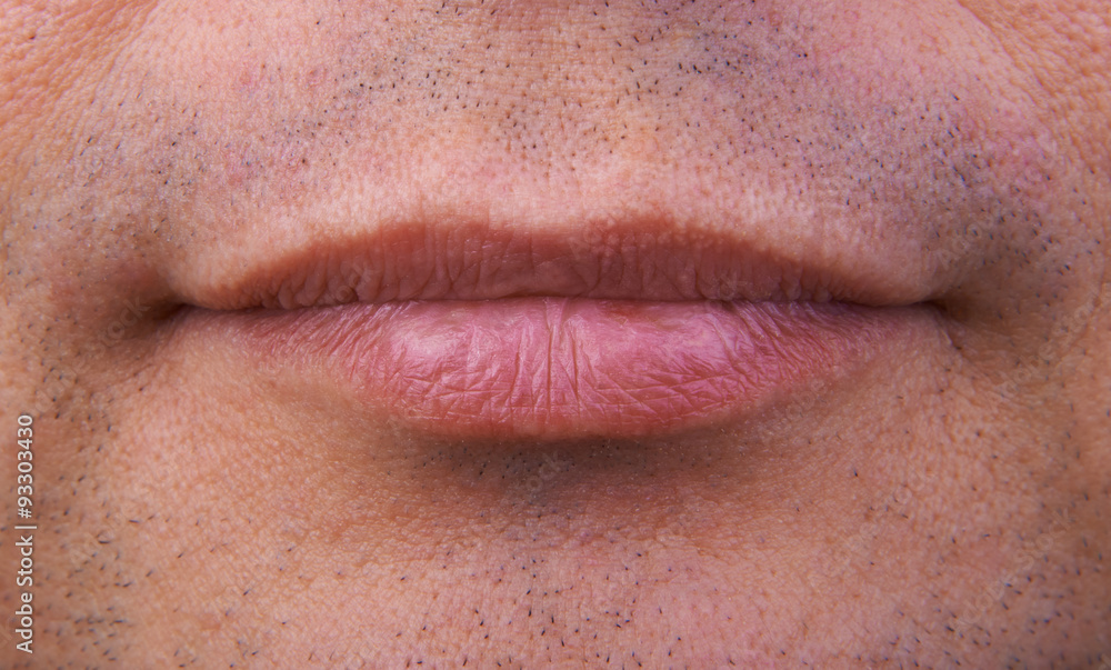 Obraz premium Close Up Of Man's Face Lips
