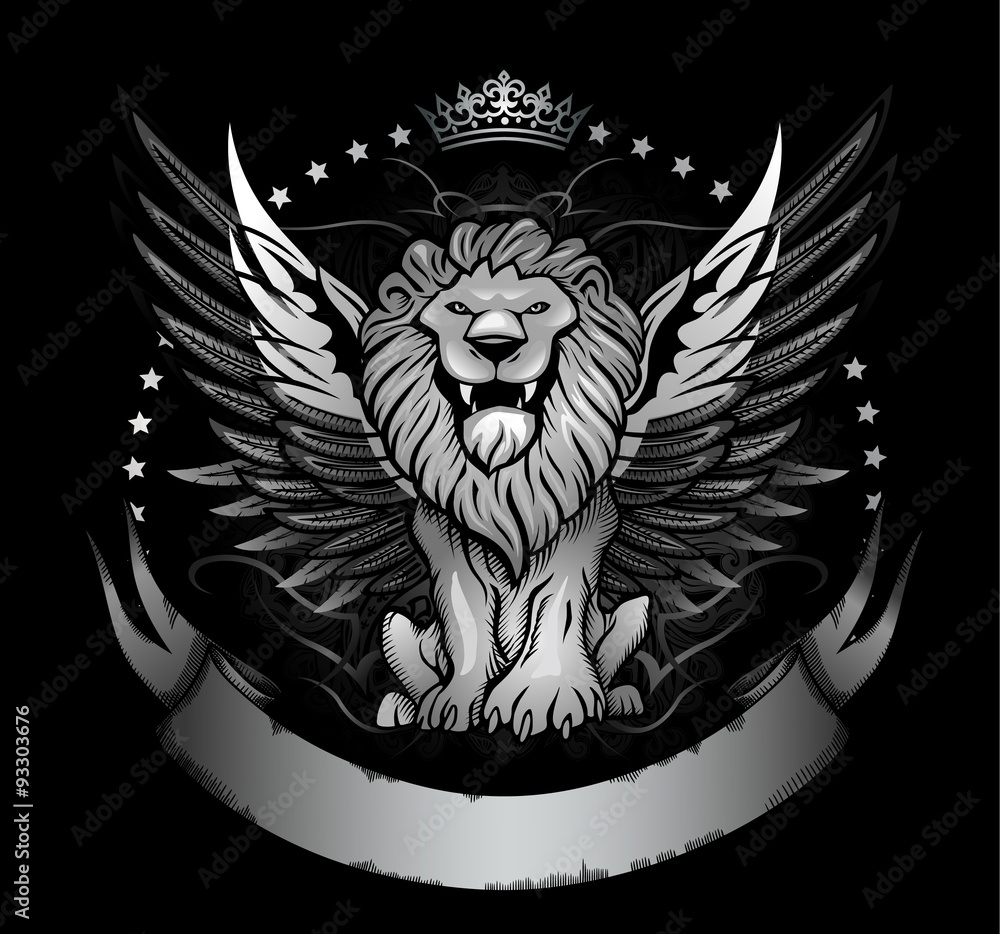Fototapeta premium Winged Lion Front View Insignia