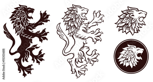 Heraldic lion silhouettes 2