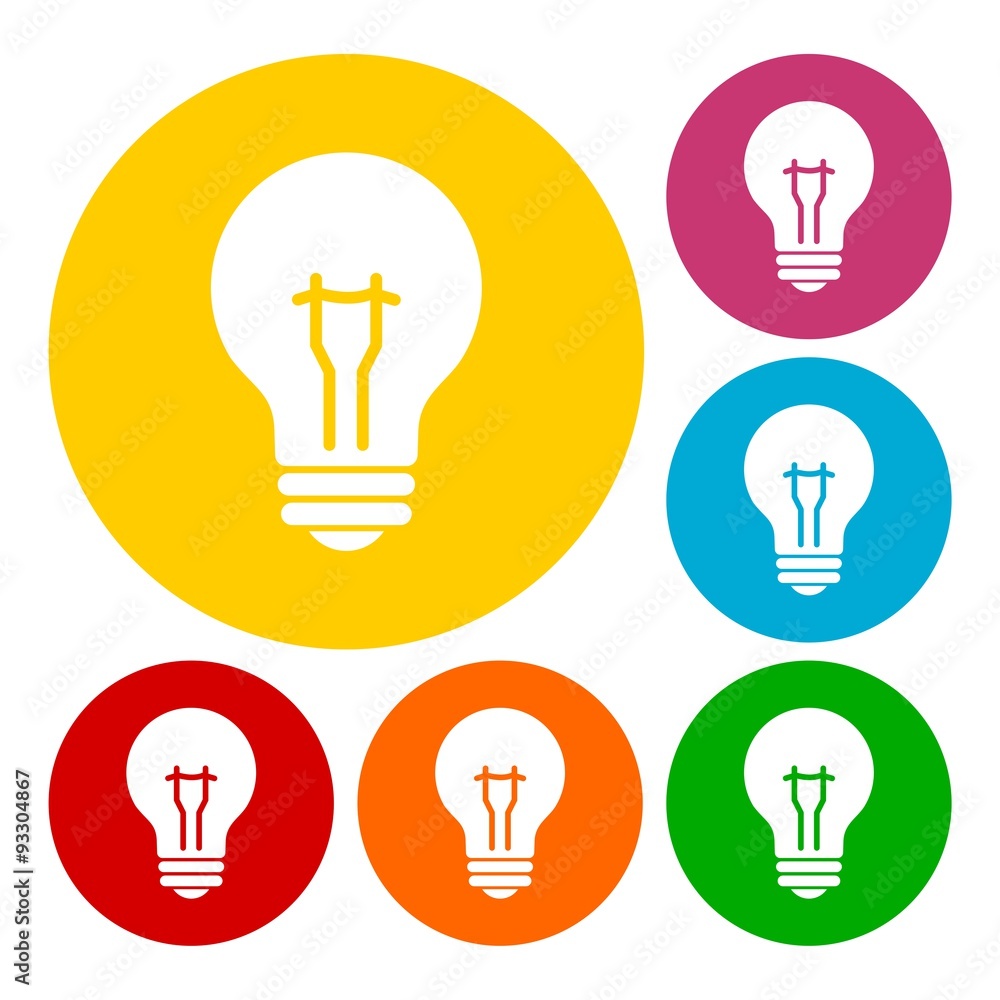 Light lamp sign icon, Idea symbol, Bulb icon set Light lamp sign icon, Idea symbol, Bulb icon set