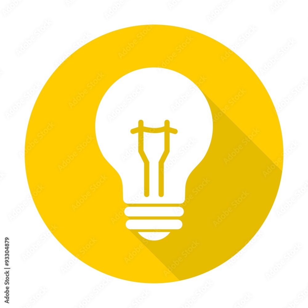 Light lamp sign icon, Idea symbol, Bulb icon with long shadow Light lamp sign icon, Idea symbol, Bulb icon with long shadow