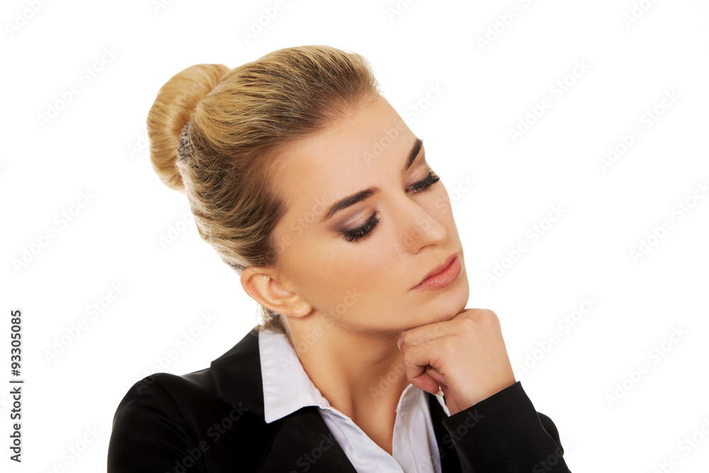 Young woman thinking about some concept Young woman thinking about some concept