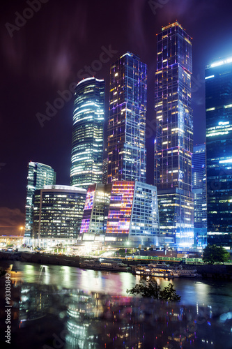 Moscow city by the night, part of business centre  in low © Ulia Koltyrina