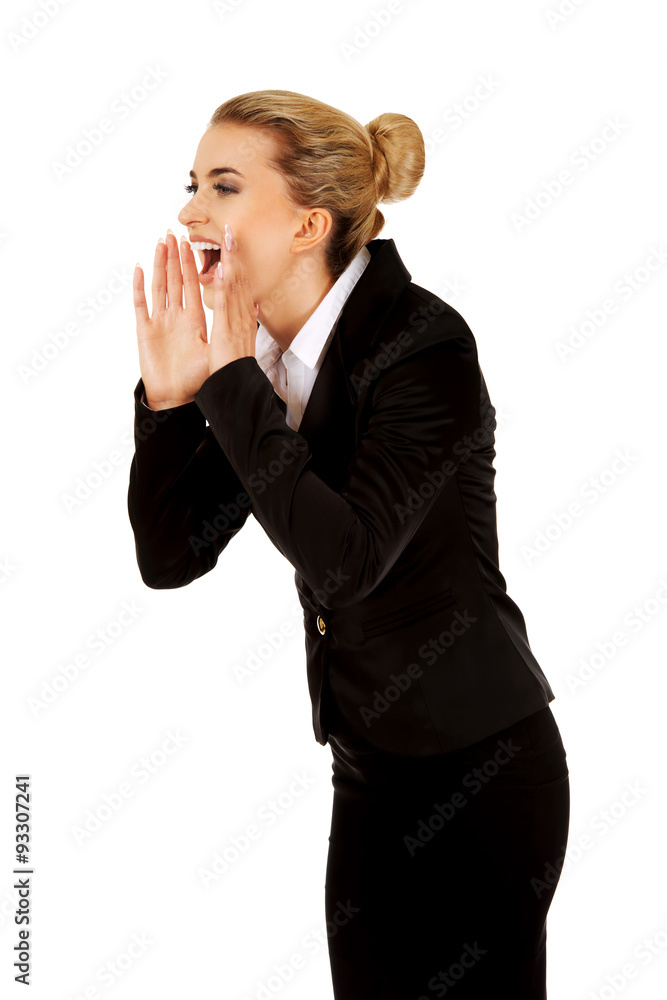 Young happy buisnesswoman screaming. Young happy buisnesswoman screaming.