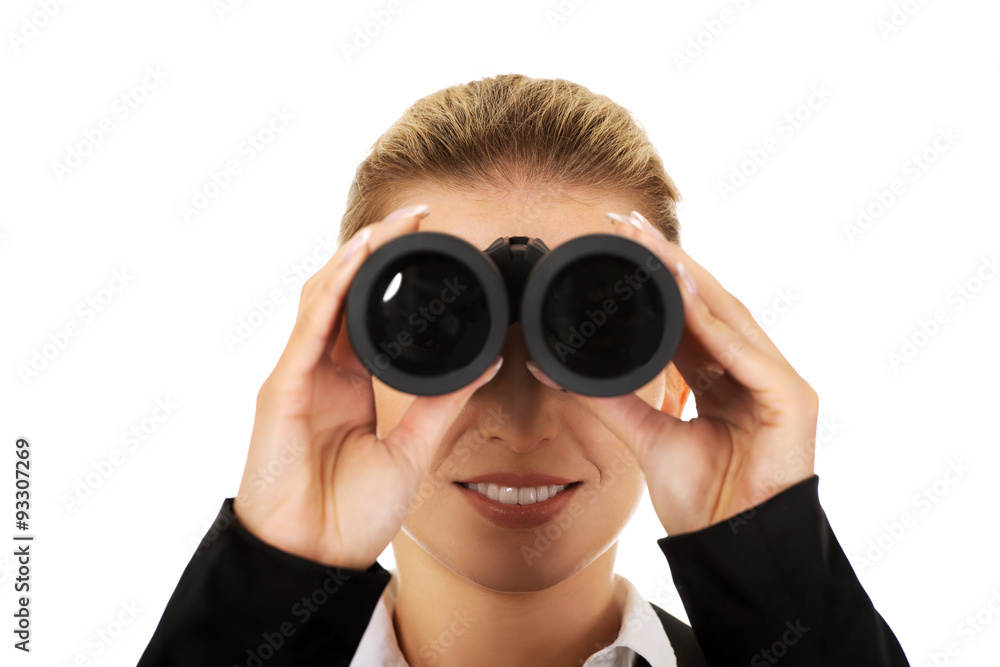 Young businesswoman with a binocular Young businesswoman with a binocular