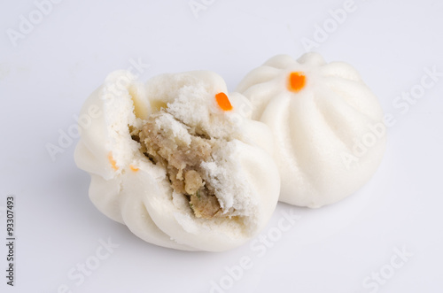 Salapao steamed Chinese bun isolated on white background.