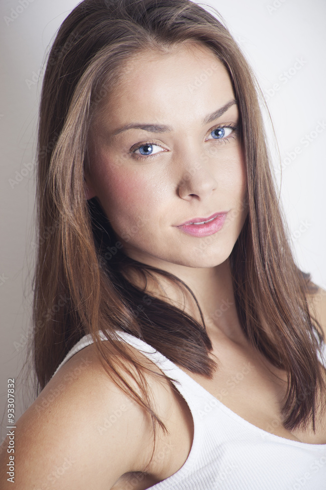 Portrait of beautiful blue eyes brunette women Portrait of beautiful blue eyes brunette women