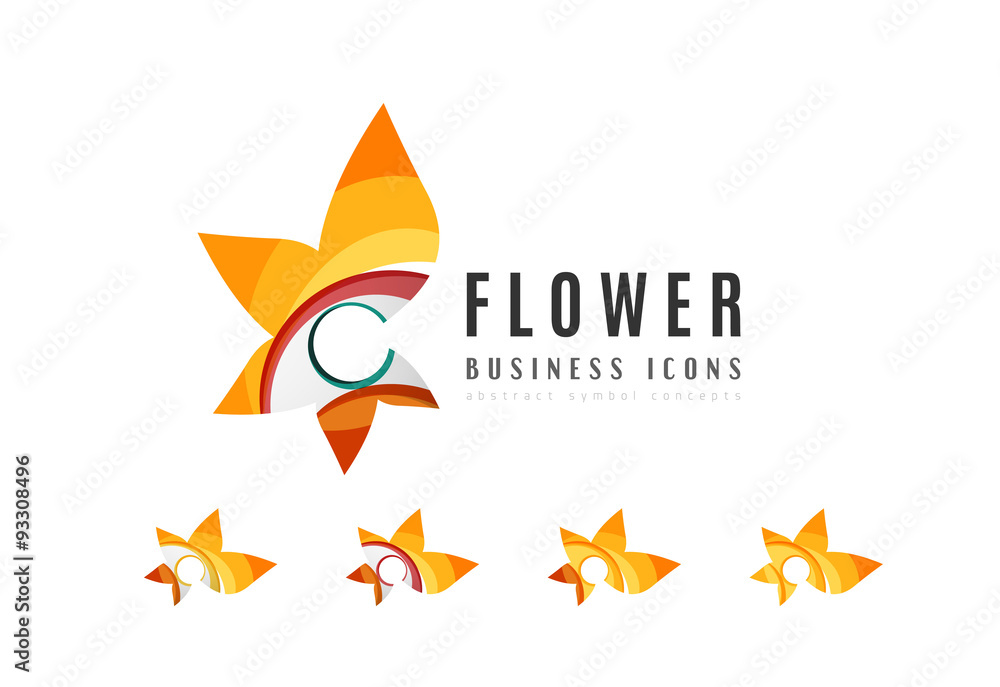 Set of abstract flower logo business icons Set of abstract flower logo business icons
