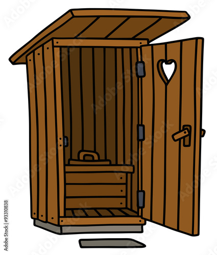 Old wooden latrine shack / Hand drawing, vector