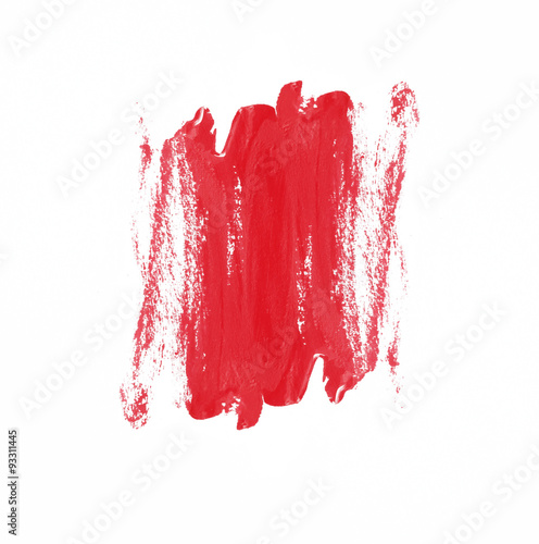 red paint brush texture on white background
