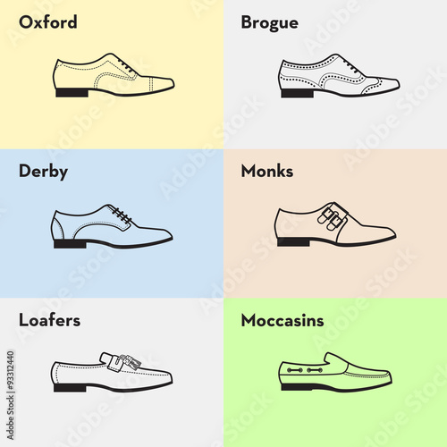flat men's shoes icons set. 