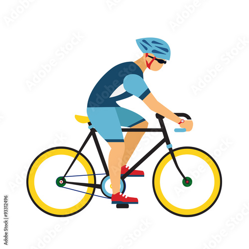 Fototapeta Naklejka Na Ścianę i Meble -  Man with helmet ride by road bicycle. sport flat illustration.