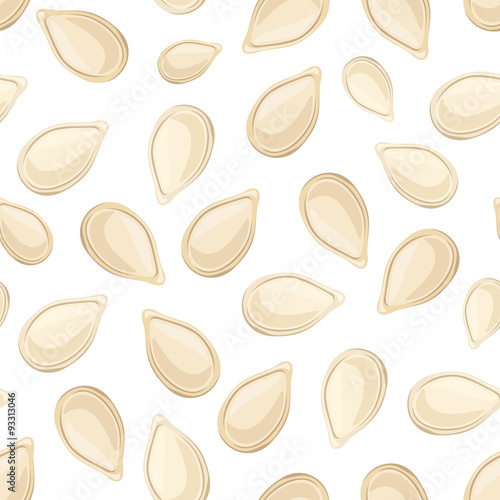 Vector seamless pattern with pumpkin seeds on a white background.