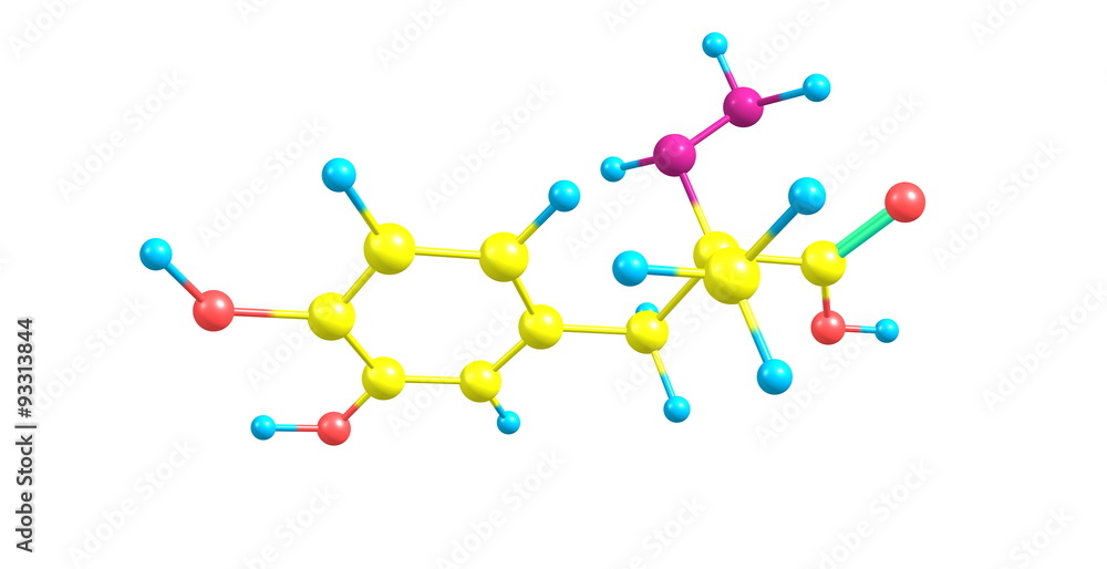 Carbidopa molecular structure isolated on white Carbidopa molecular structure isolated on white