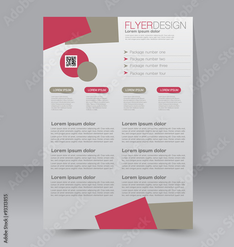 Flyer template. Business brochure. Editable A4 poster for design, education, presentation, website, magazine cover. Red and brown color.