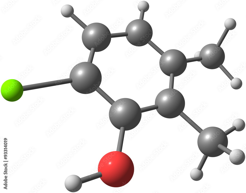 Chloroxylenol molecular structure isolated on white Chloroxylenol molecular structure isolated on white