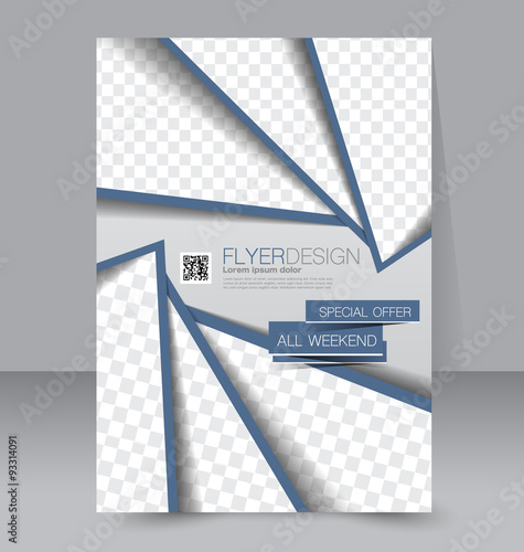 Flyer template. Business brochure. Editable A4 poster for design, education, presentation, website, magazine cover. Blue color.