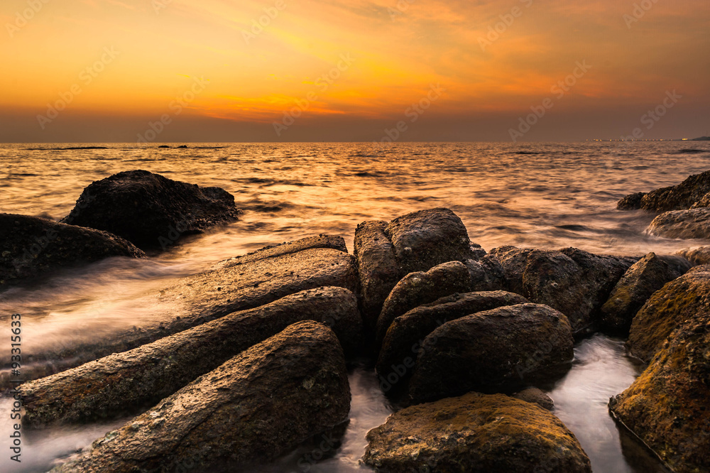 Seascape during sunset. Beautiful natural seascape