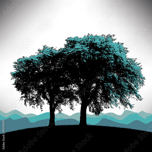 Green tree vector background with space for your text
