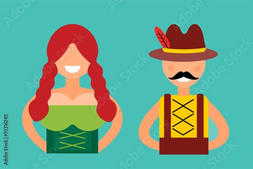 Oktoberfest boy, girl vector people
