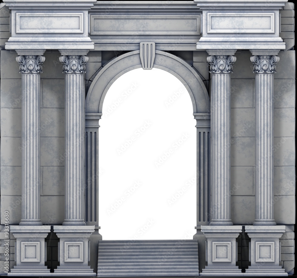 Naklejka premium Stone Steps And Entry Way With Corinthian Columns. 3d render.