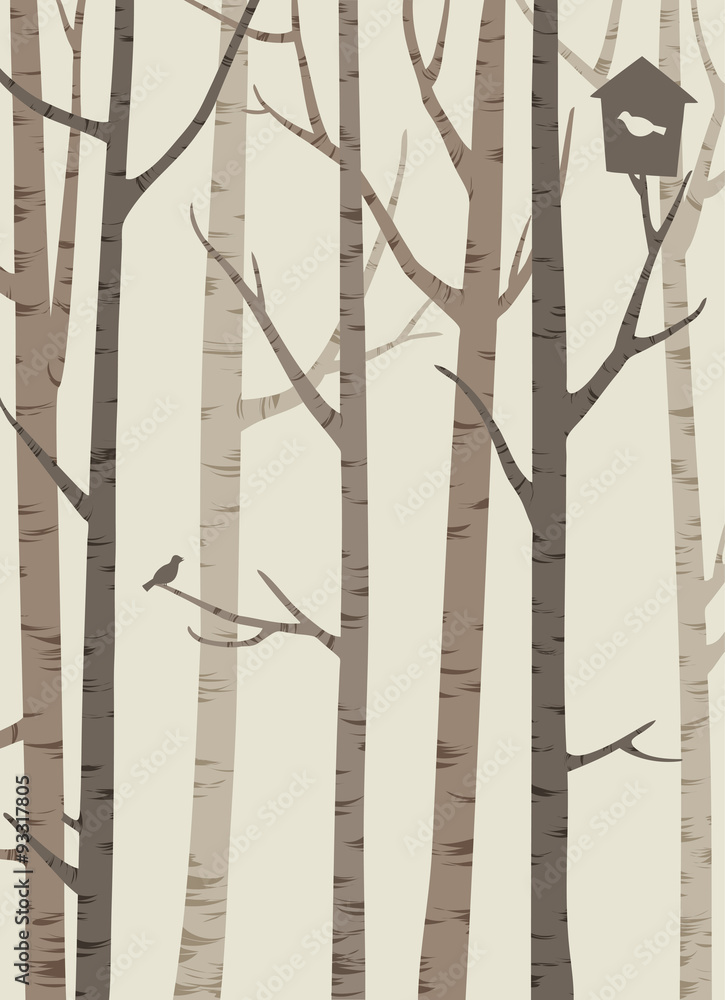 decorative silhouettes of trees with a bird and birdhouse decorative silhouettes of trees with a bird and birdhouse