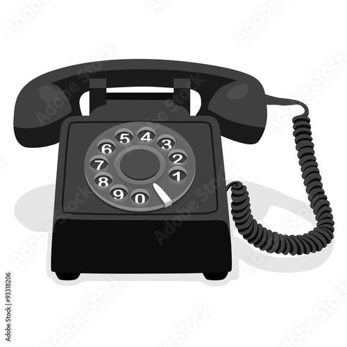 Black Stationary Phone With Rotary Dial