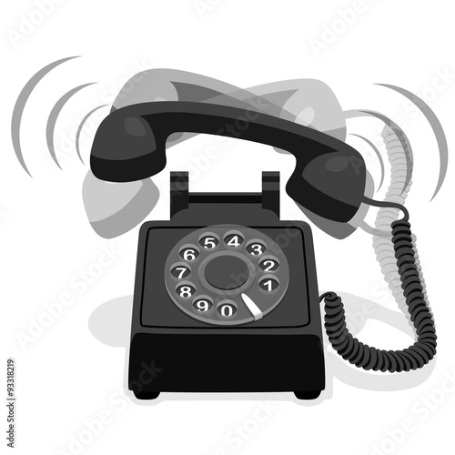 Ringing Black Stationary Phone With Rotary Dial