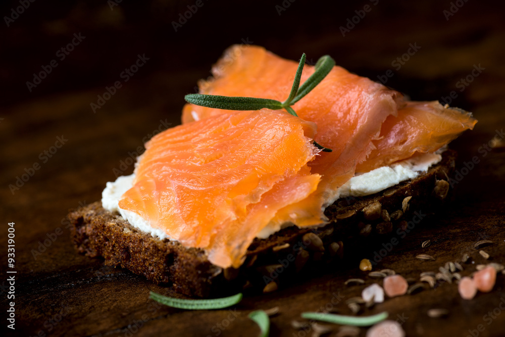 Cream cheese smoked salmon and bread