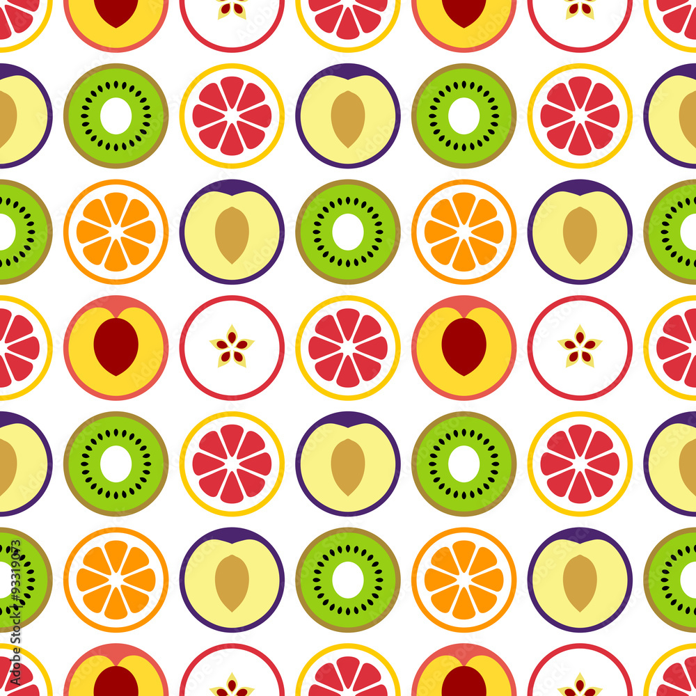 Fruit seamless vector pattern. Simply fruit on a white background. Fruit seamless vector pattern. Simply fruit on a white background.