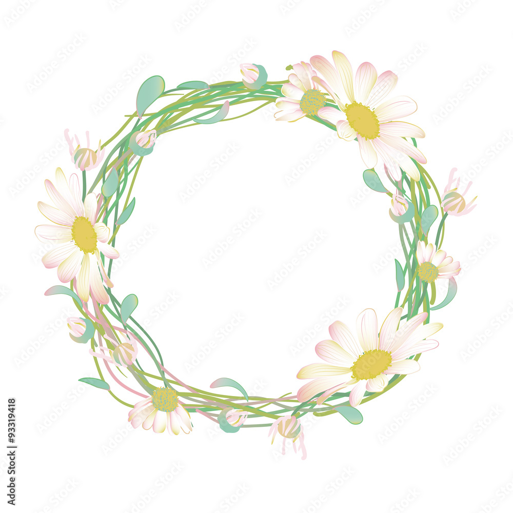 Blooming and budding Daisy flowers wreath Blooming and budding Daisy flowers wreath