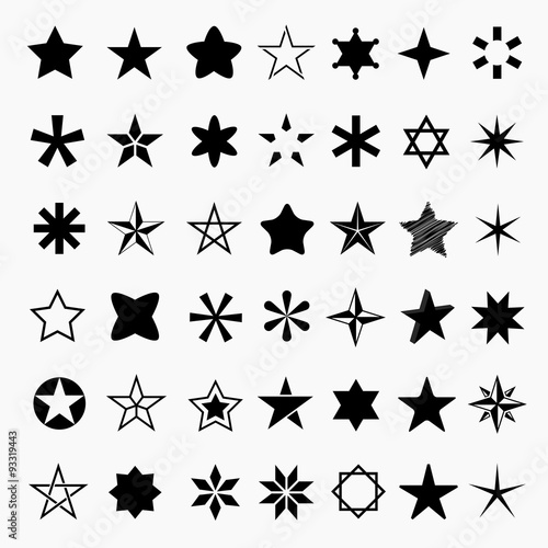 Vector set of icons of stars