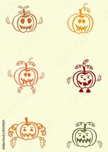 Halloween set of decorative pumpkins