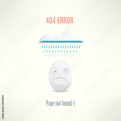 Vector 404 web page not found error with funny angry egg