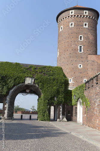 Sandomierska Tower and entrance to the Wawel Royal Castle in Cracow #93321092
