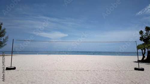 the beach volleyball and the blue sky