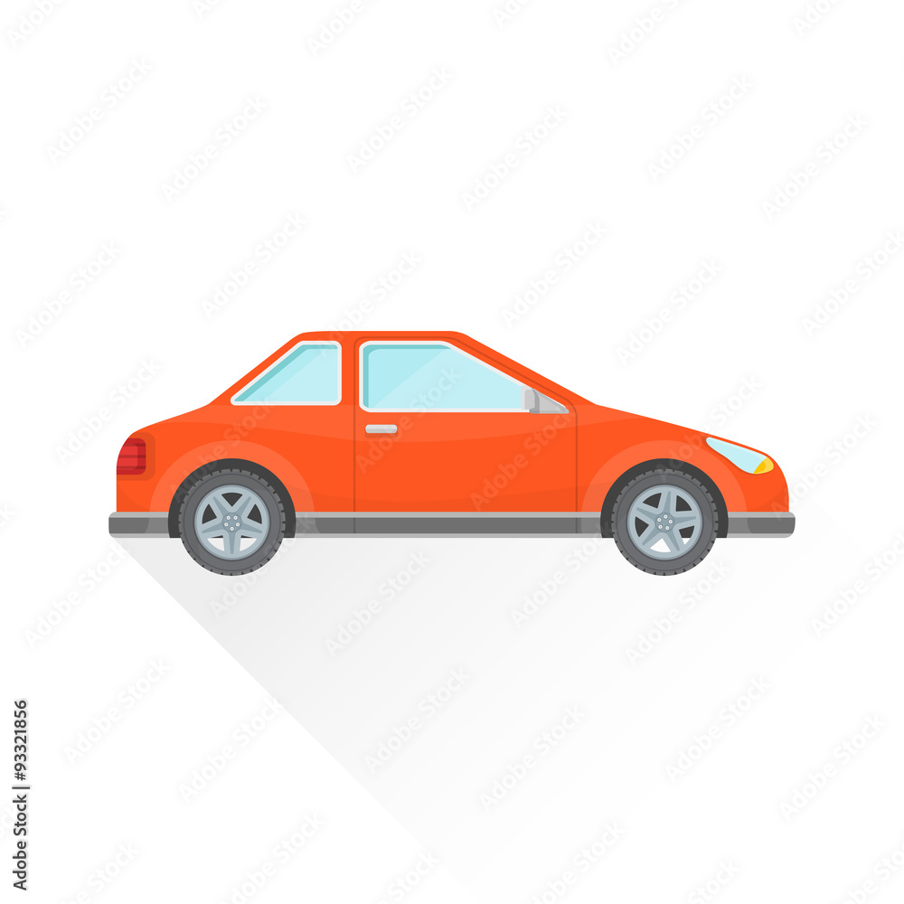 vector flat red coupe car body style illustration icon. vector flat red coupe car body style illustration icon.