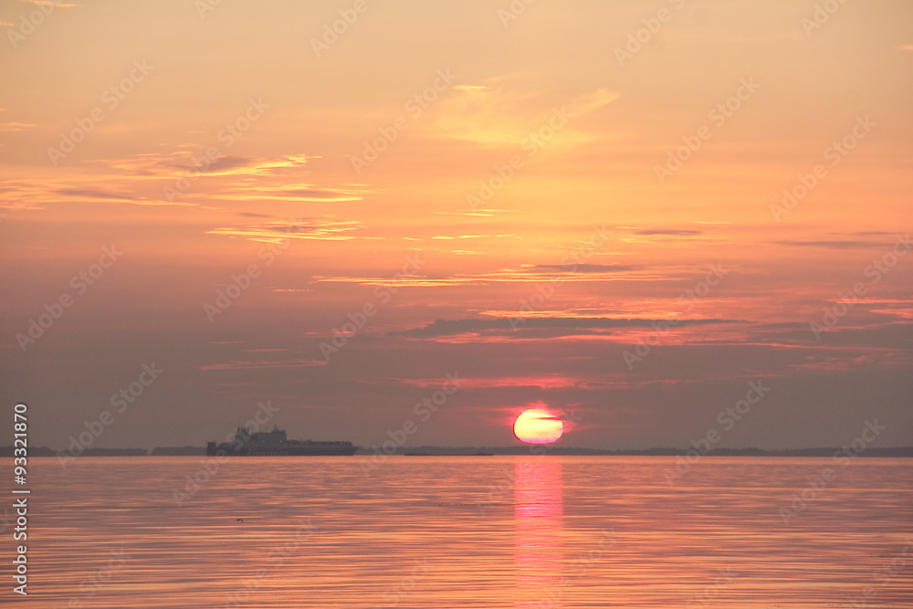 sunrise on the Gulf of Finland, Russia.