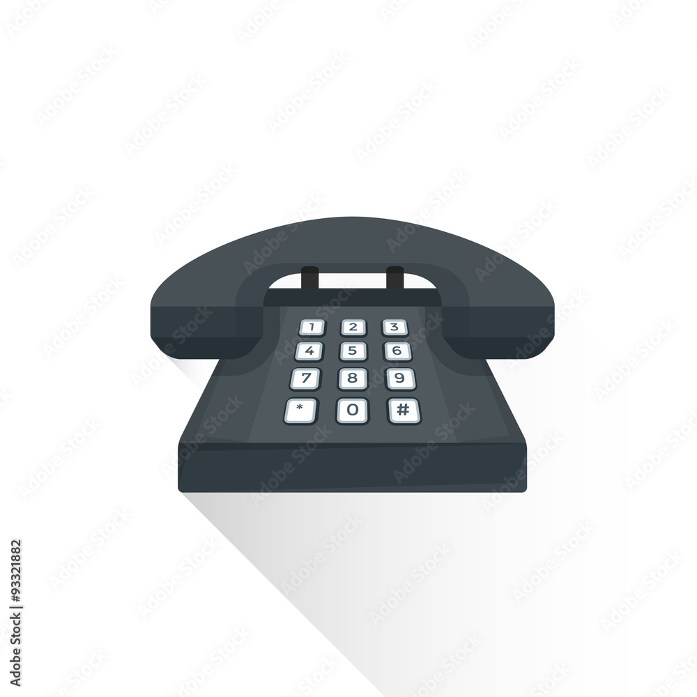 vector flat style retro black landline buttons phone illustratio vector flat style retro black landline buttons phone illustratio