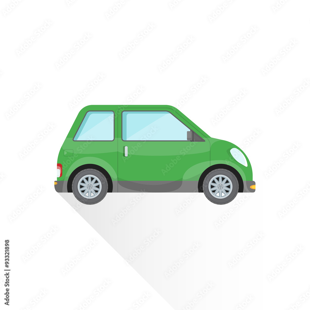 vector flat green compact city car body style illustration icon. vector flat green compact city car body style illustration icon.