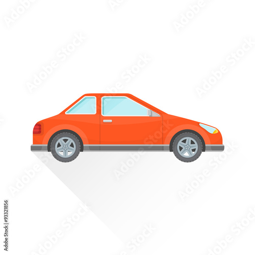 vector flat red coupe car body style illustration icon.