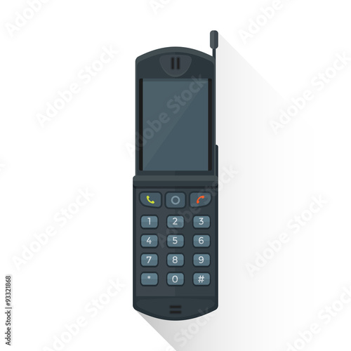vector flat style gray flip mobile phone illustration icon.