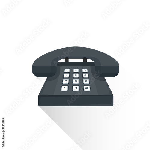 vector flat style retro black landline buttons phone illustratio
