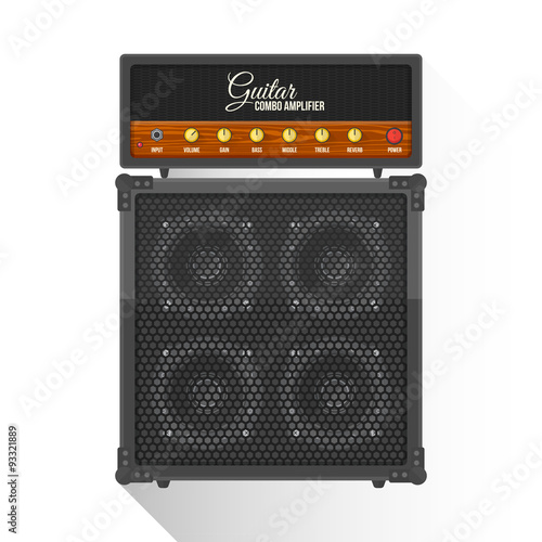 vector flat style electric guitar combo amplifier cabinet illust